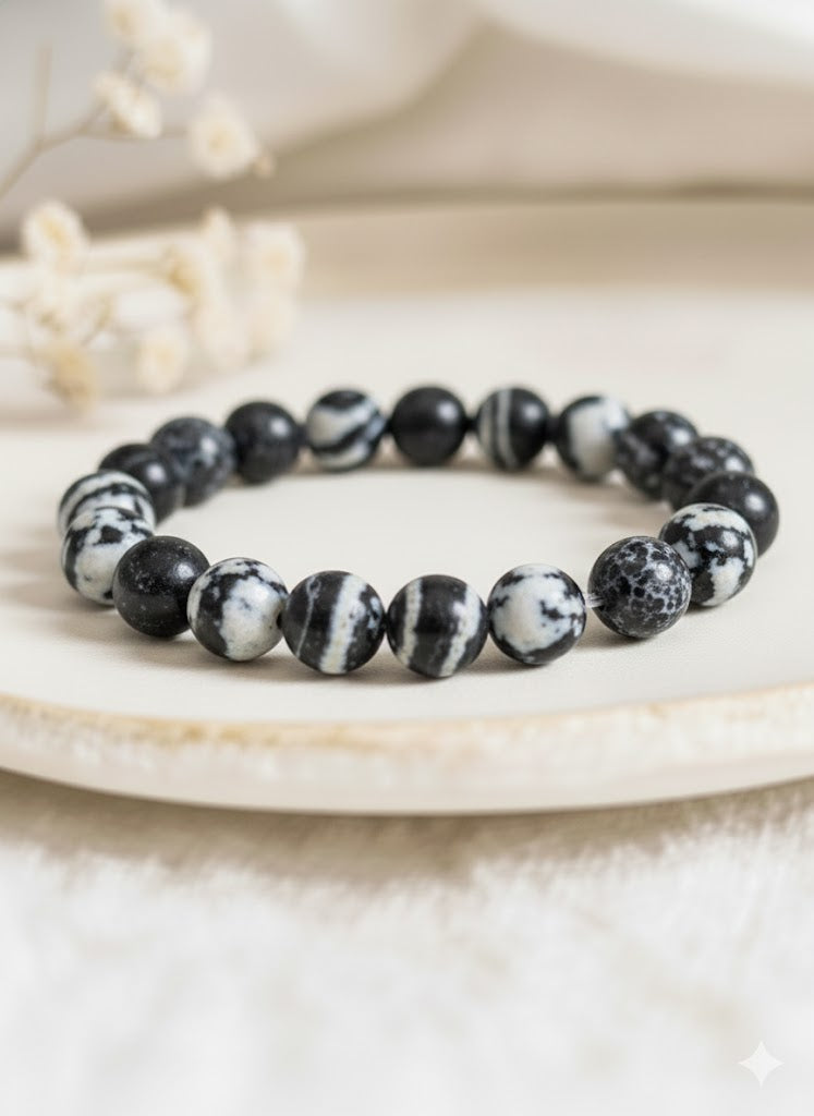 Bracelet ‘Classic’ Jaspe zebre 8mm