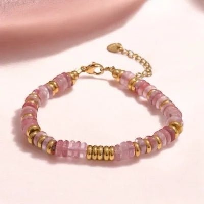 Bracelet chaine ‘Strawberry’ Quartz fraise - Je Rayonne