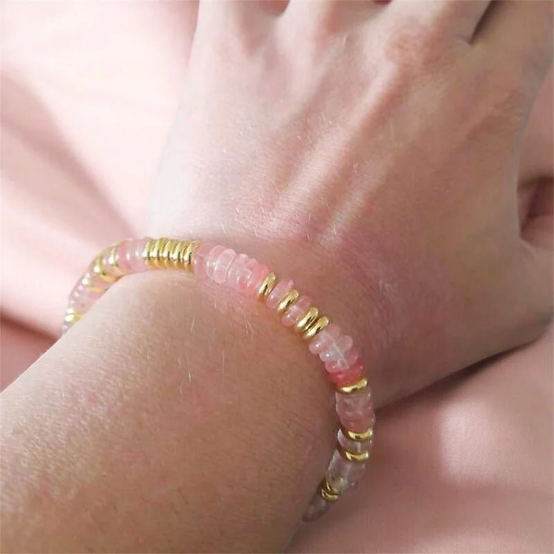 Bracelet chaine ‘Strawberry’ Quartz fraise - Je Rayonne