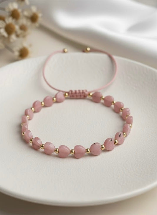 Bracelet corde 'Coeur' Rhodonite - Je Rayonne
