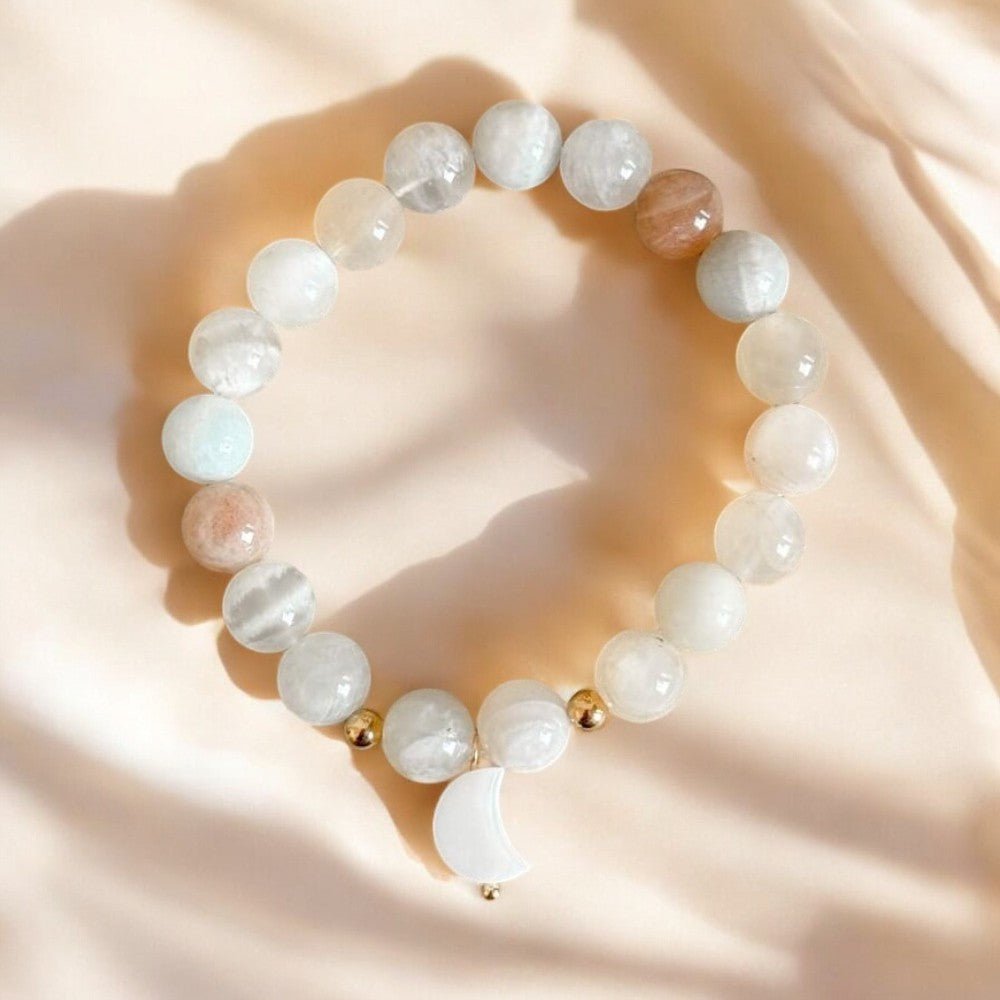 Bracelet 'Magic' Pierre de lune 8mm - Je Rayonne